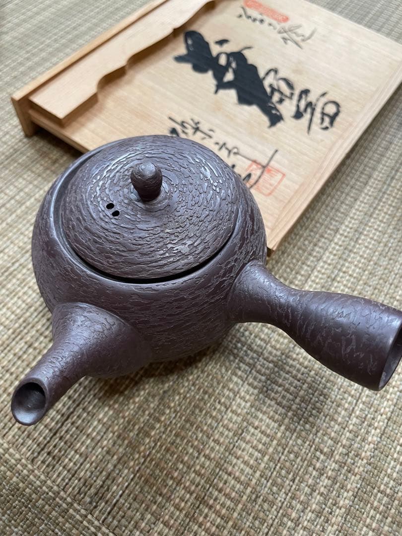 万古焼 急須と茶碗セット 茶箱付き