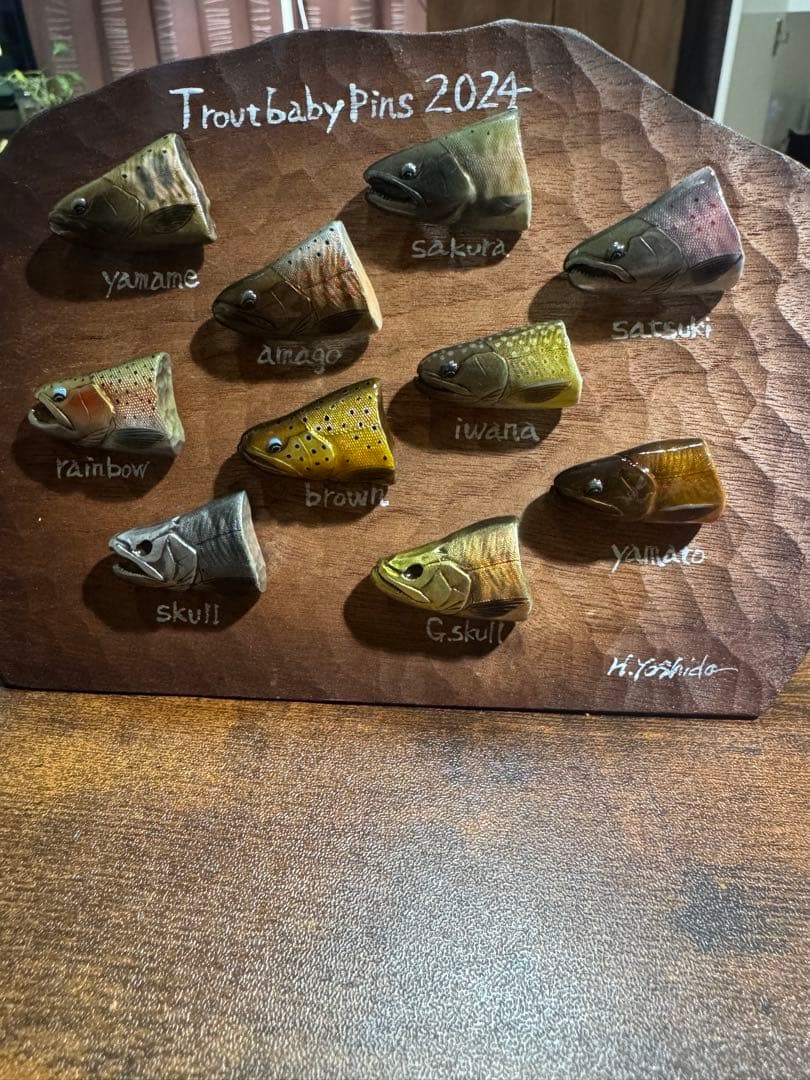 魚類模型作家 吉田光　2024トラウトベビーピンズ（婚姻色）フルコンプ