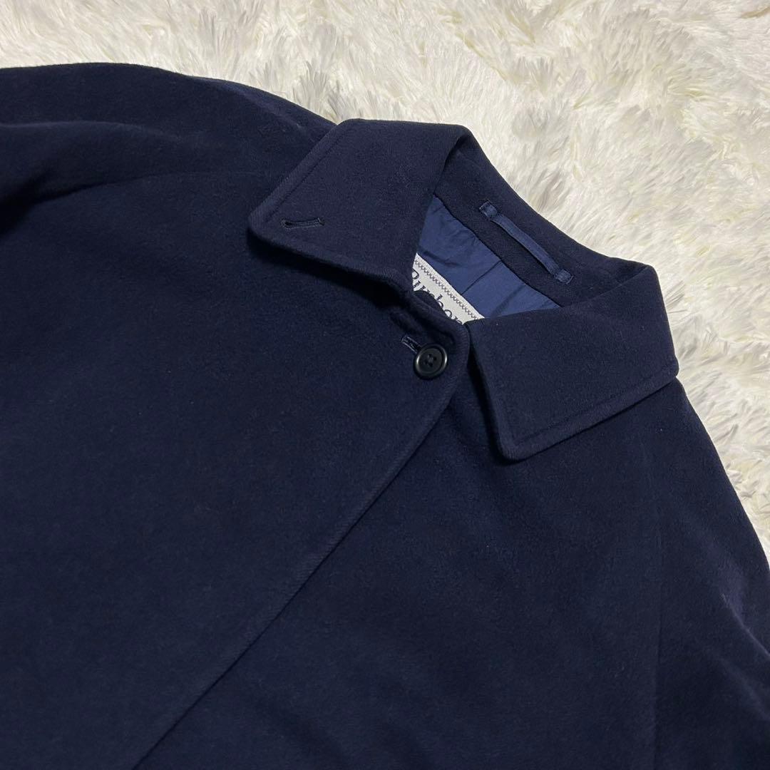 【美品/L】バーバリー チェスターコート アウター カシミヤ15% Aライン 紺