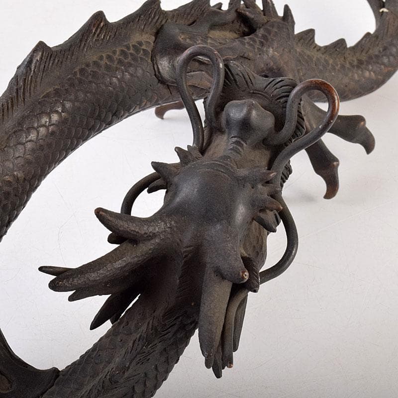 ヤマ　時代金工　古銅　輝銘　宝珠龍　置物　約3.9㎏　F　R9062B