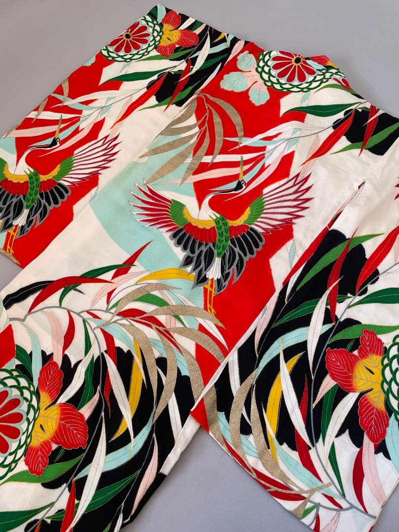 七五三　アンティークお着物セット　３歳　作り帯コーデ　髪飾り付き