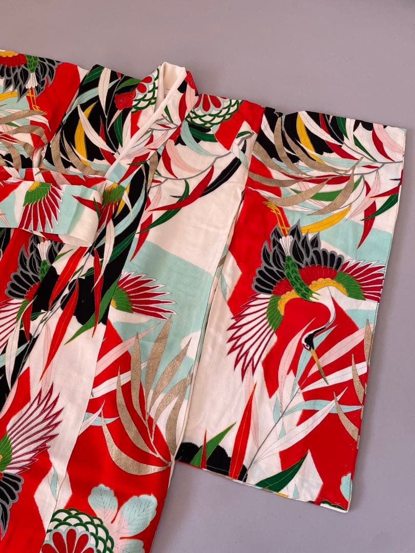 七五三　アンティークお着物セット　３歳　作り帯コーデ　髪飾り付き