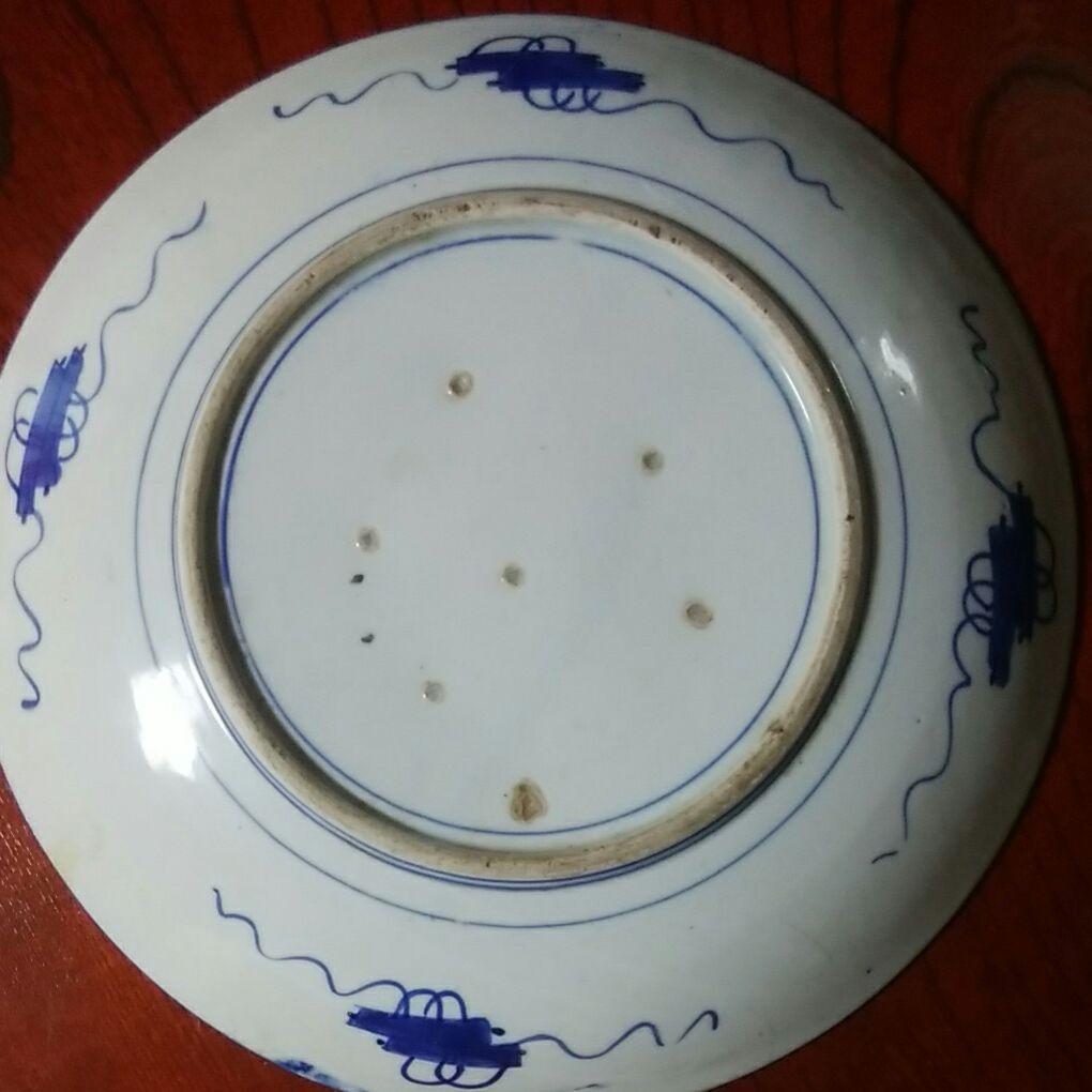 古伊万里　染付　微塵子唐草紋様