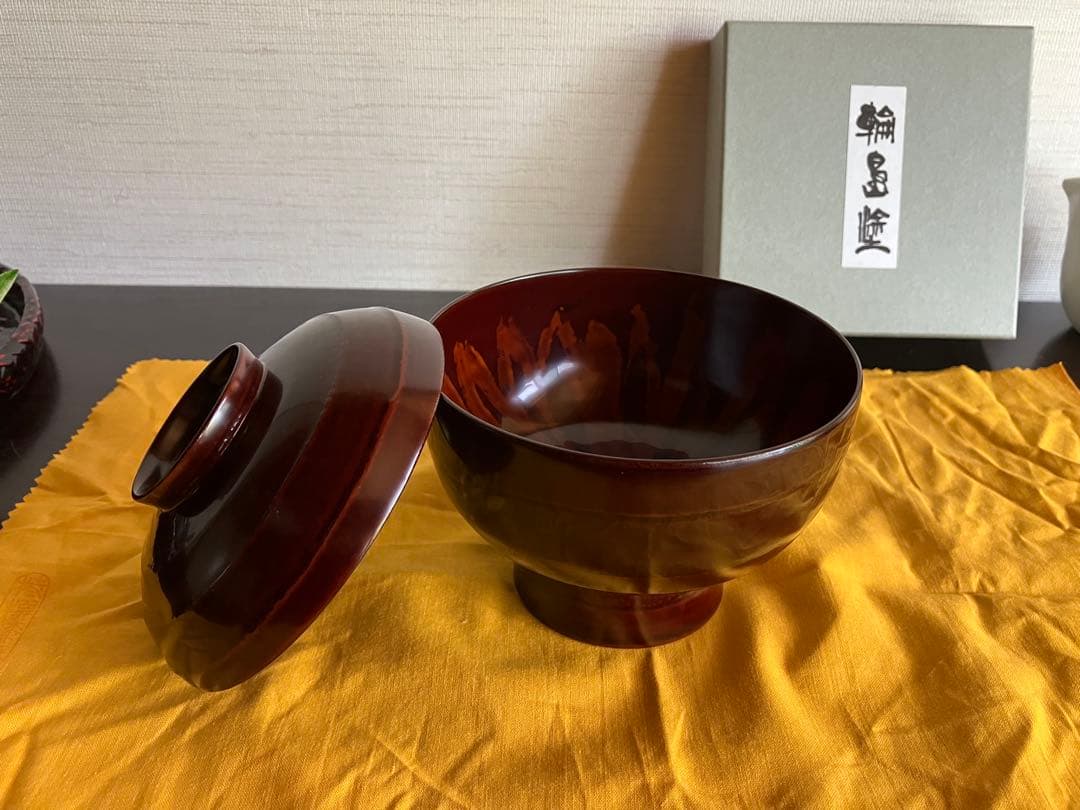 輪島塗　蓋付椀　お椀　１客　高台椀　高足椀