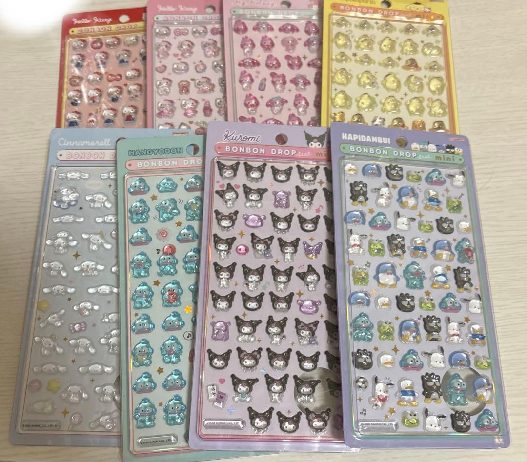 新品未使用　ボンボンドロップシールミニ　サンリオ 8種コンプリート ８枚セット