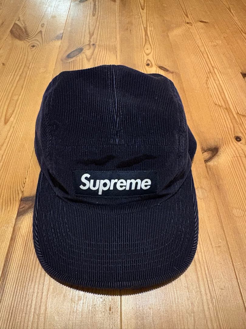 supreme キャップ コーデュロイ ネイビー