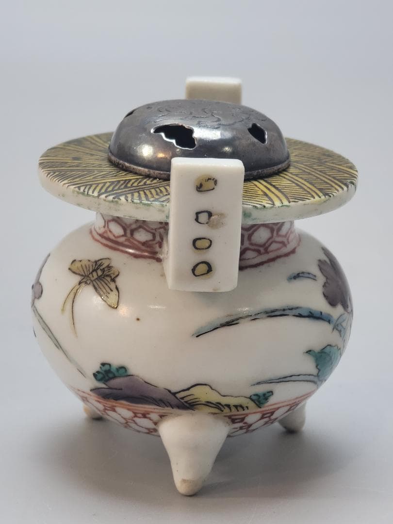 古美術 古九谷 香炉 銀火屋 時代物 DT187