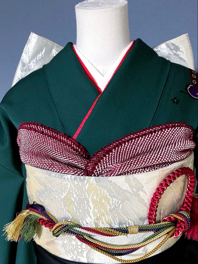 振袖フルセット　蝶々が舞う友禅振袖　クールな色はさりげなく美人色　成人式振袖