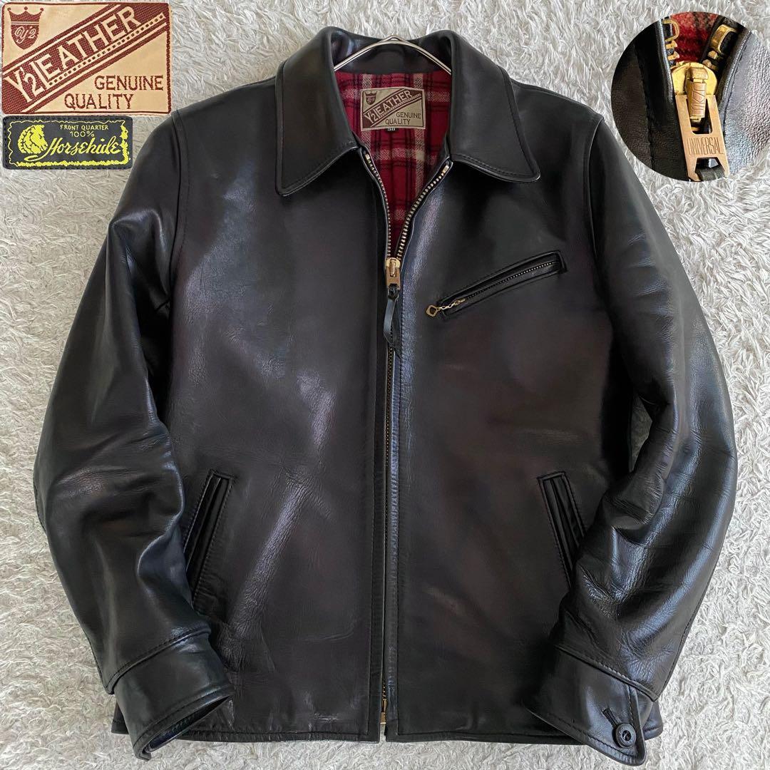 美品/38 Y’2 LEATHER HVR-42 馬革 ライダースジャケット 黒