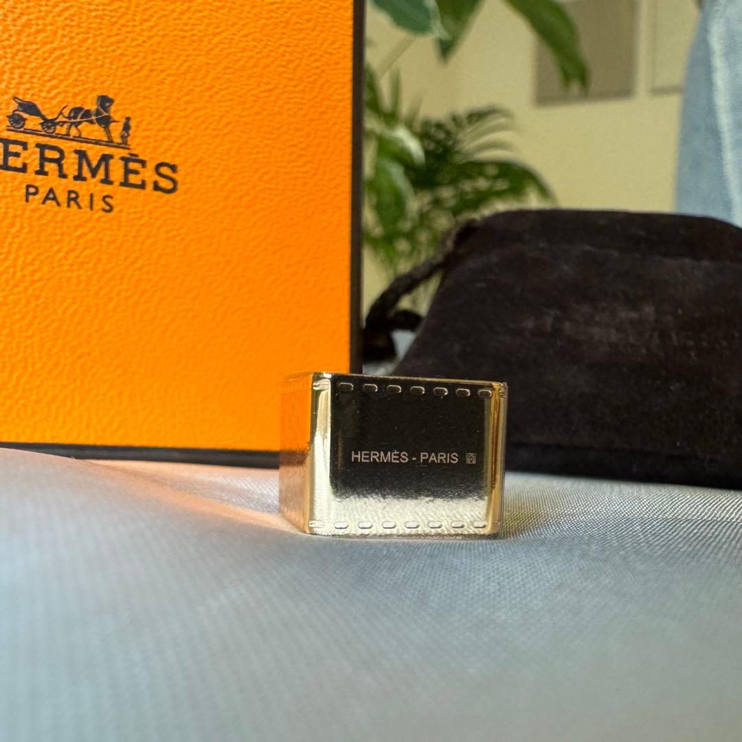 HERMES エルメス ミニ ボルデュック スカーフリング スクエア型 ゴールド