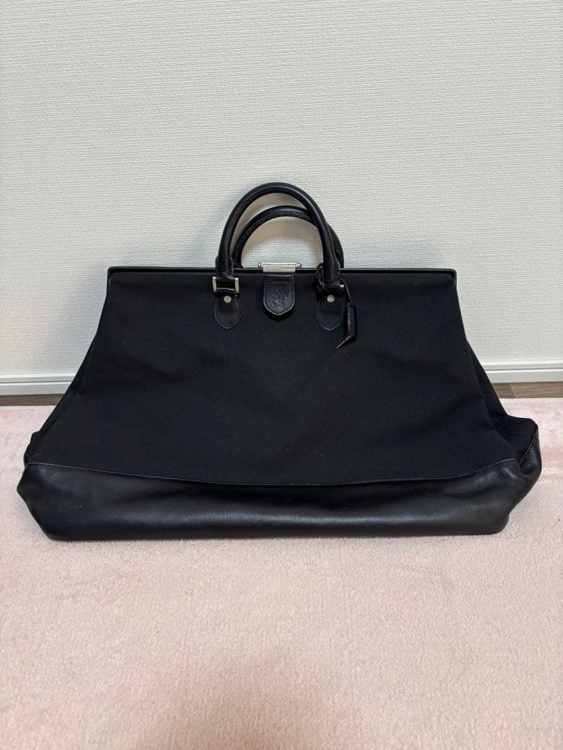 アニエスベー ブラック キャンバス レザーボストンバッグ　旅行用