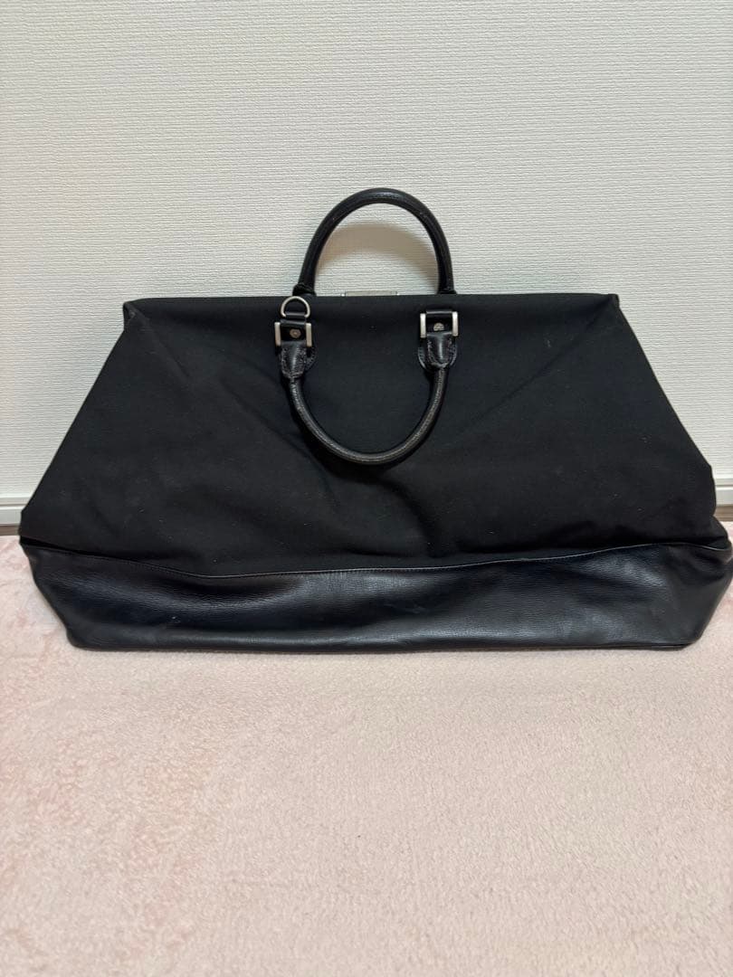 アニエスベー ブラック キャンバス レザーボストンバッグ　旅行用