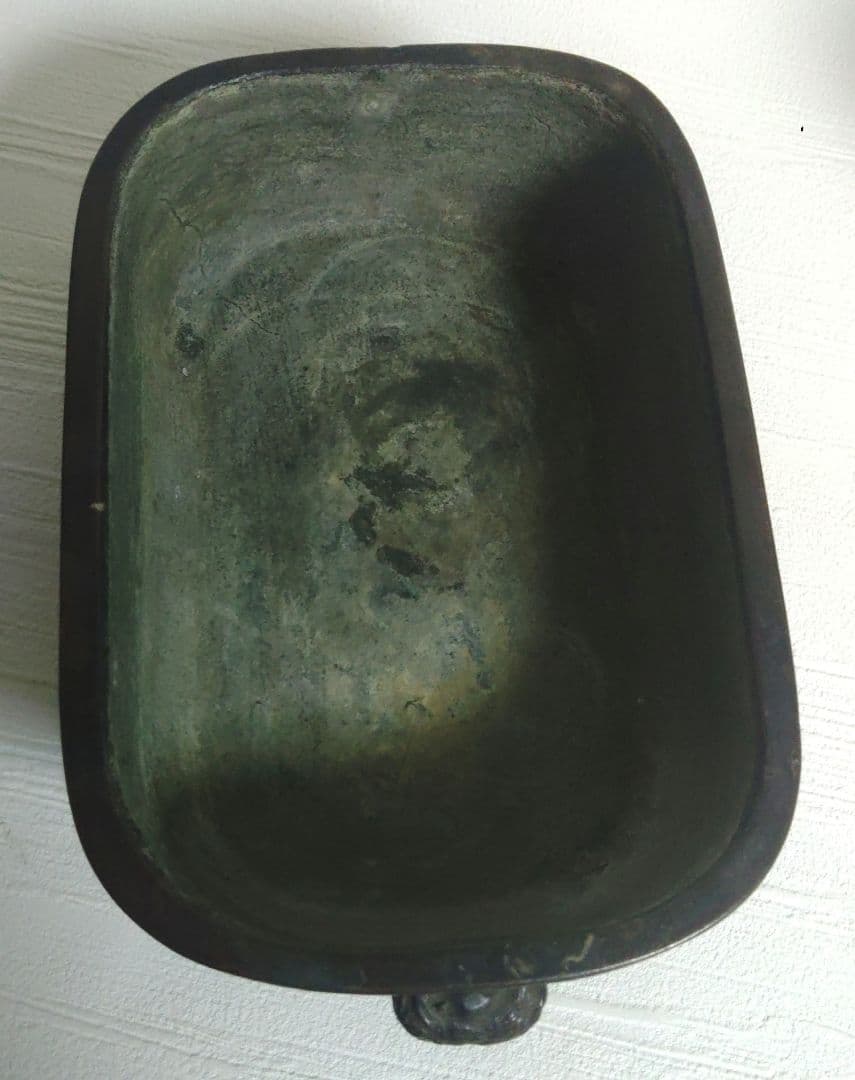 古銅製　中国？　水盤　霊芝　龍　ミ10