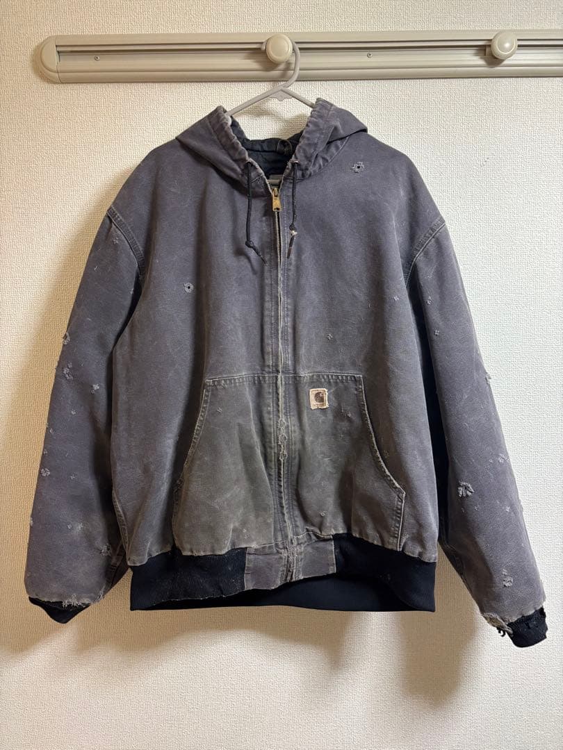 ダメージ加工　Carhartt フード付きジャケット グレー
