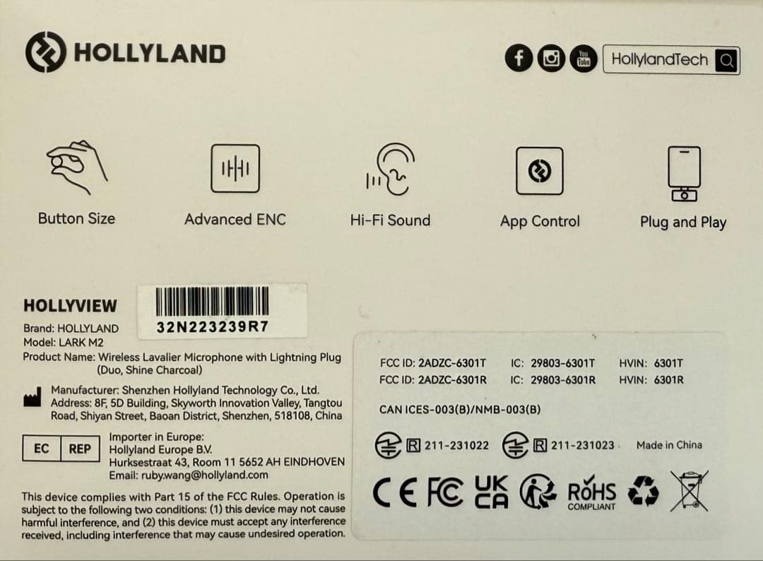 HOLLYLAND LARK M2 ワイヤレスラベリアマイク