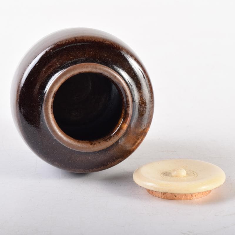 茶道具　尾戸焼　土居庄次造　肩衝茶入　仕覆付　共箱　V　6974