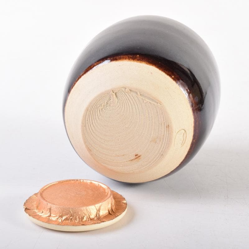 茶道具　尾戸焼　土居庄次造　肩衝茶入　仕覆付　共箱　V　6974