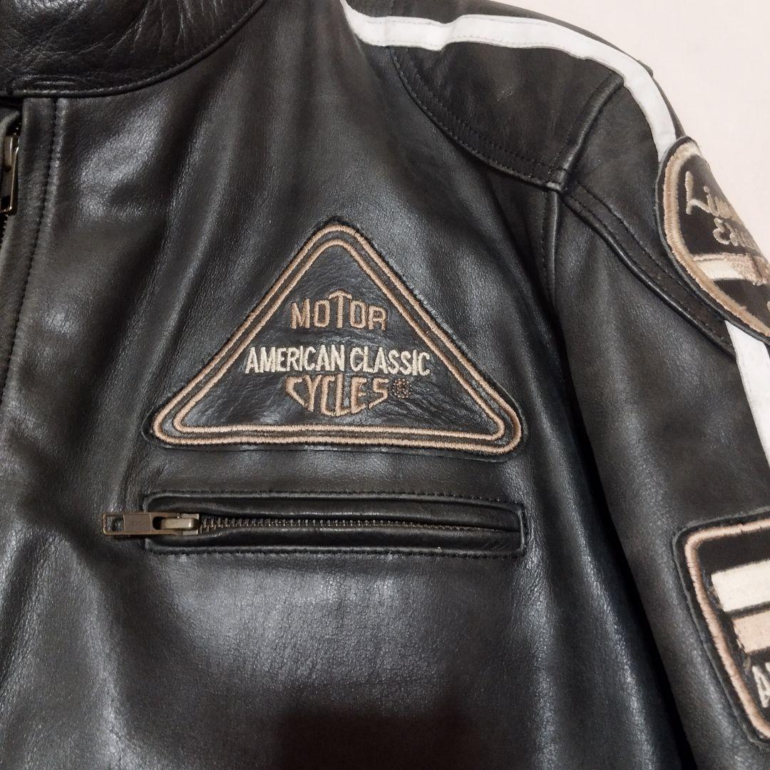 デグナー　ライダースジャケット　ブラック　牛革　ワッペン　キルティング　XL