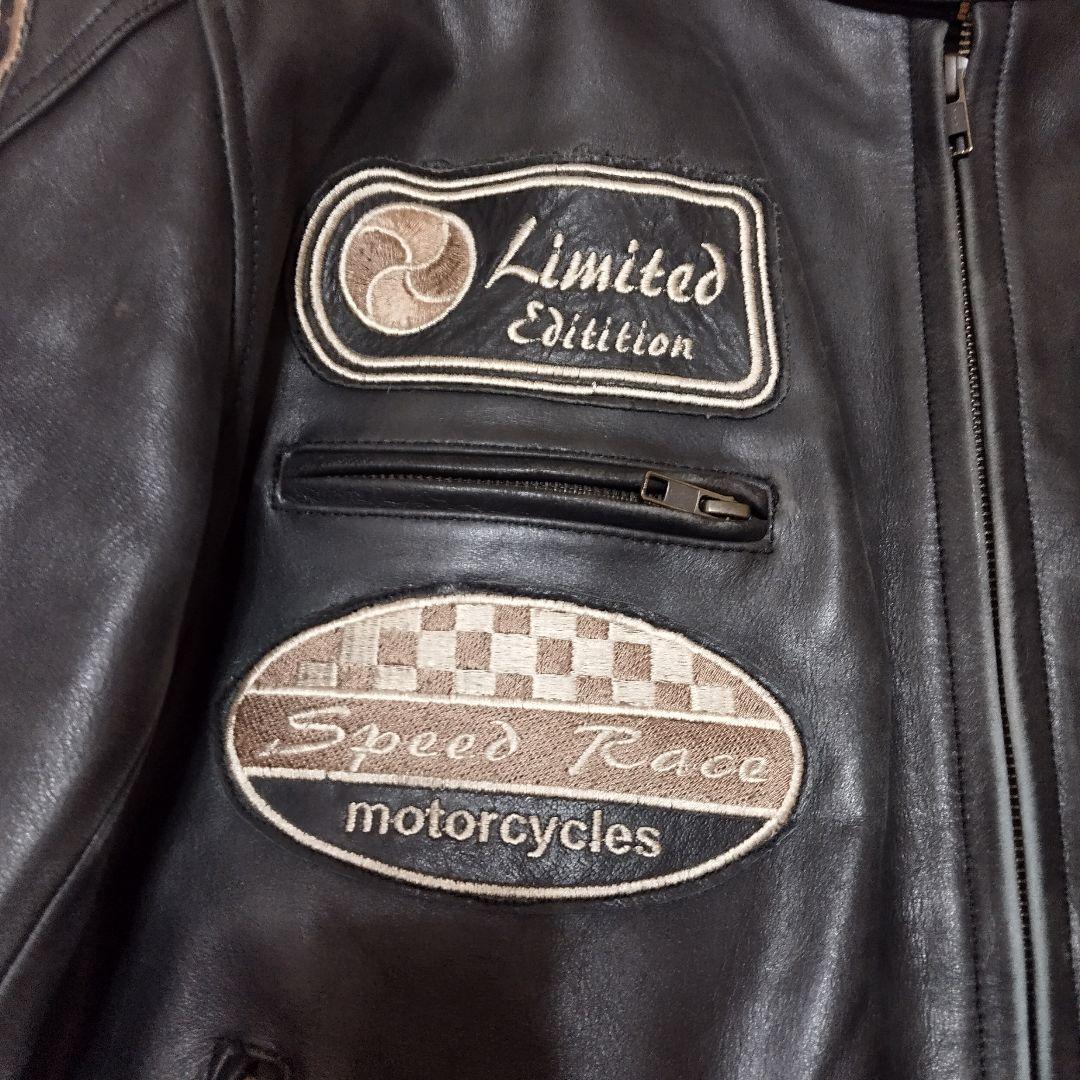 デグナー　ライダースジャケット　ブラック　牛革　ワッペン　キルティング　XL