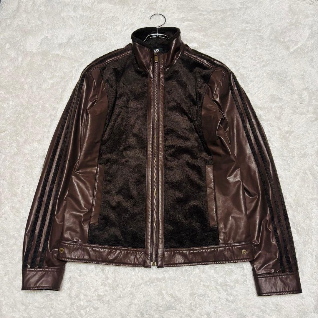 希少 00s y2k アディダス トラックジャケット 異素材 切替 ブラウン