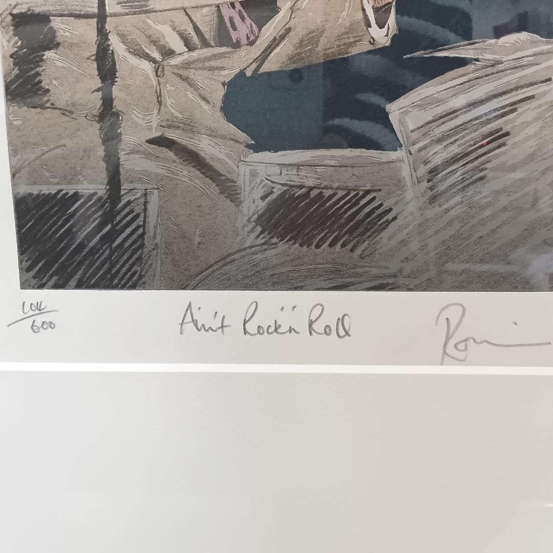 額縁付き 絵画 中型 ロンウッド リトグラフ　スライドオンディスⅡ 人物画