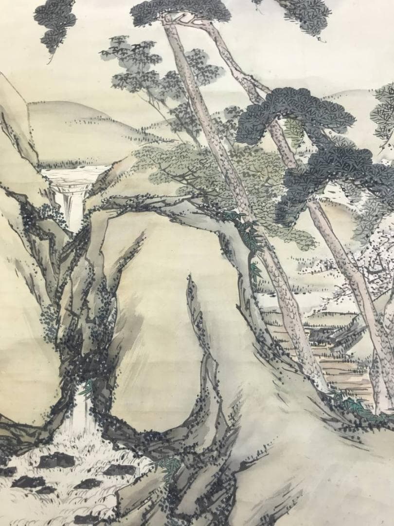 【真作】圓山竹翠/蓬莱山図/祝事山水図/山水図/掛軸/名家伝来/AD-163