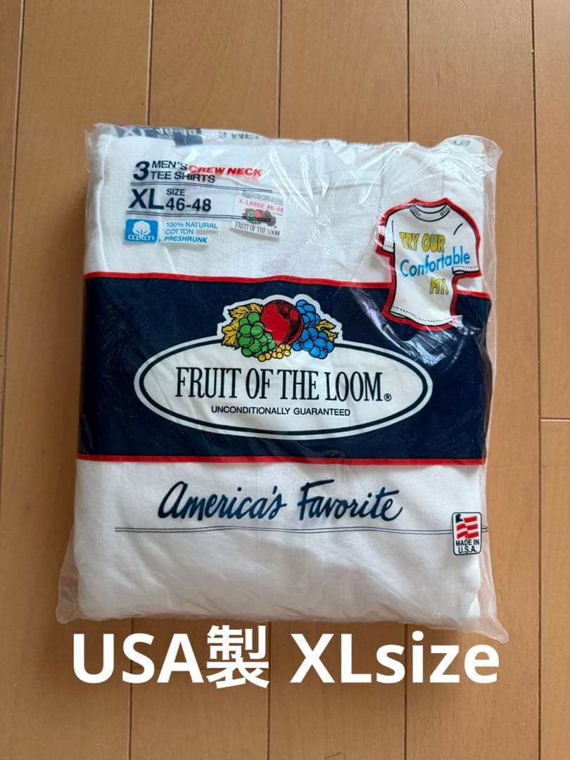 XLサイズ　80's FRUIT OF THE LOOM 無地3P Tシャツ