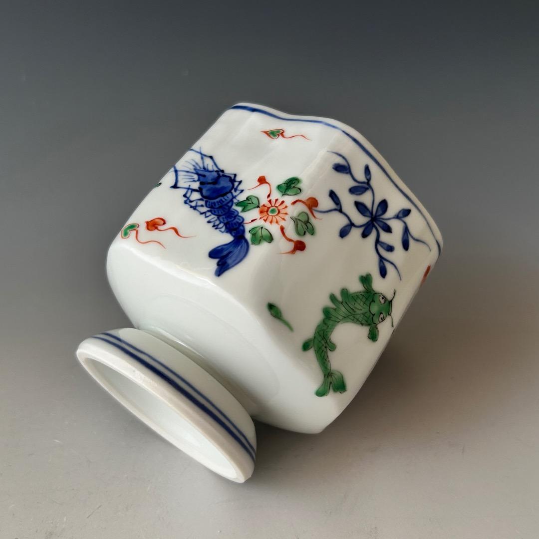 茶道具　万暦　魚紋　火入　林淡幽　共箱　京焼　清水焼　煙草盆　稽古　茶事　茶会