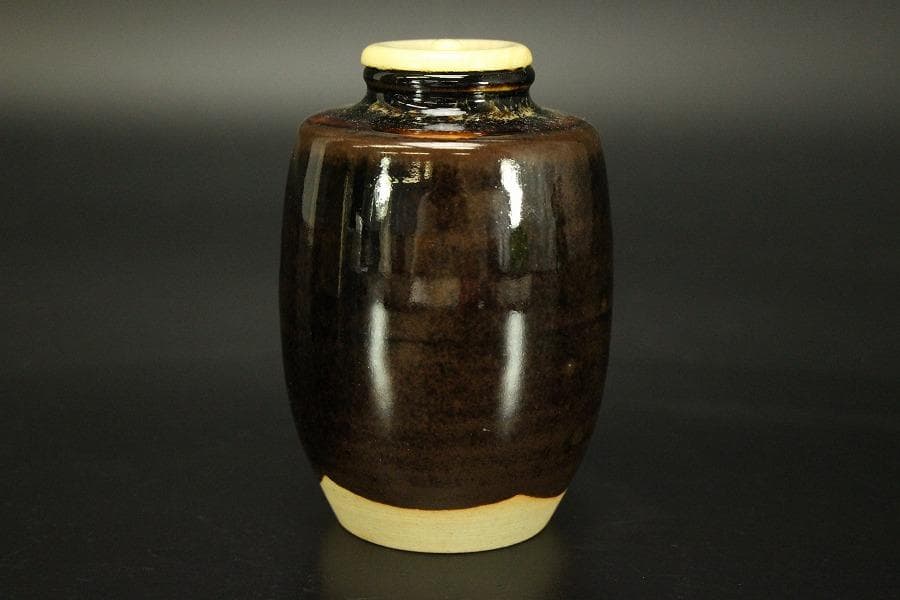 茶道具 肩衝茶入 良蓋 仕服 共箱(RC940)