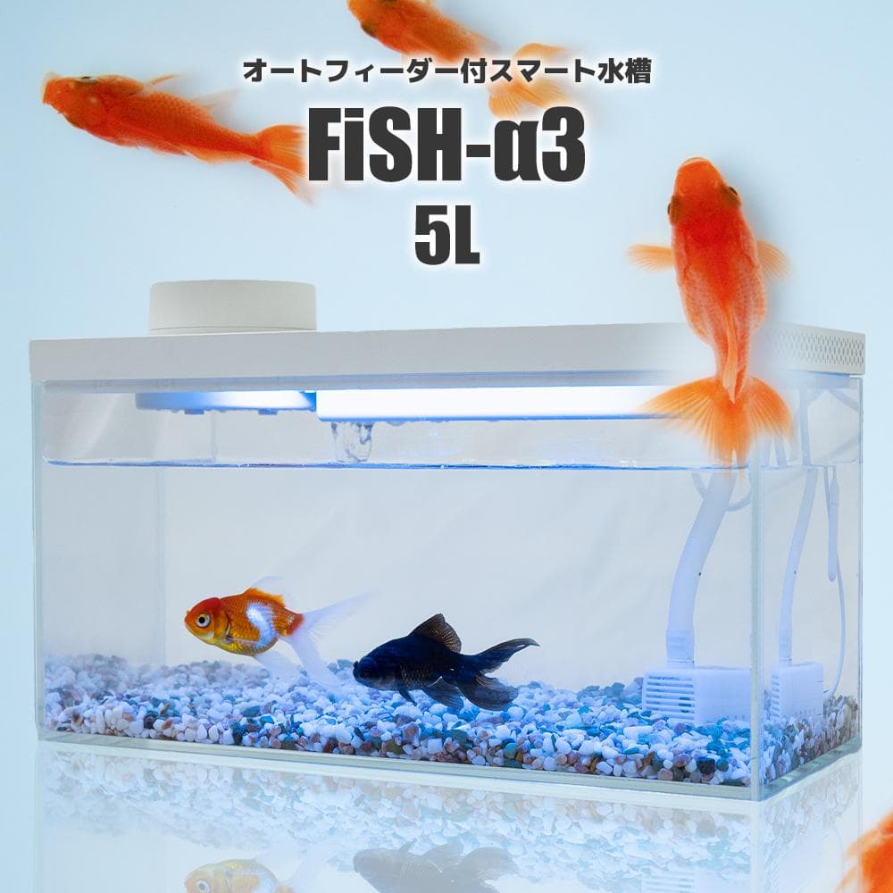 【オールインワン】スマートガラス水槽 Fish-α3 LED照明・自動給餌機能