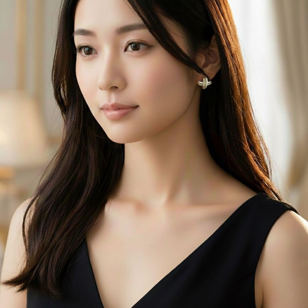 極美品 オールドティファニー シグネチャー コンビ ピアス シルバー k18