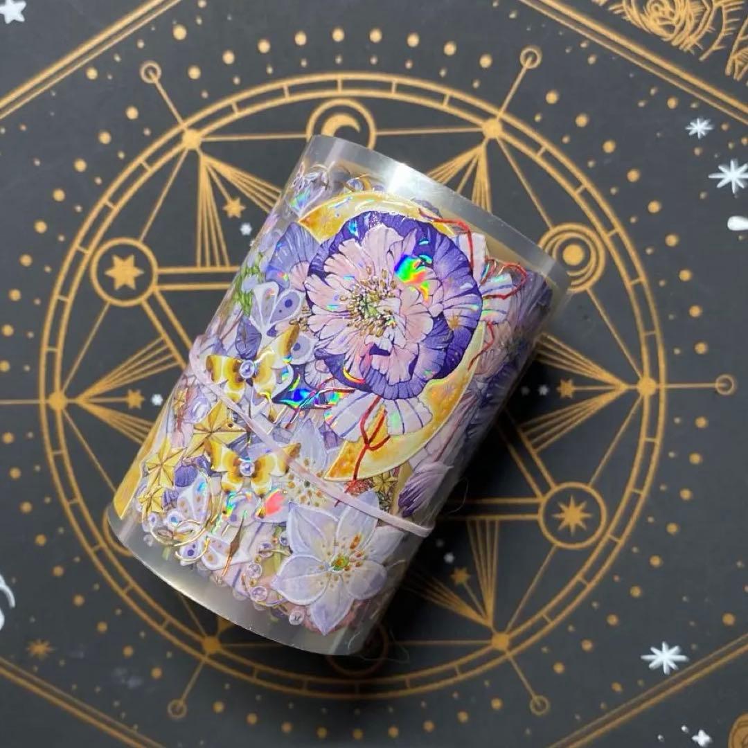 【9149】海外　マステ　中古巻　貝殻光マスキングテープ　お花　月　蝶々　装飾系