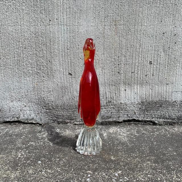 Salviati｜murano/ムラーノ｜ガラスオブジェクト｜赤｜鳥｜