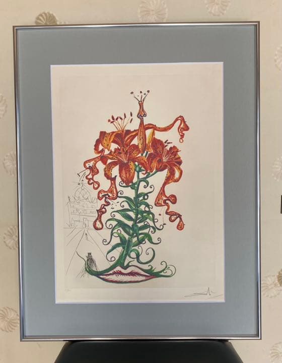 サルバドール・ダリ銅版画 「タイガーリリー虎百合」1972年作品 ダリ直筆サイン