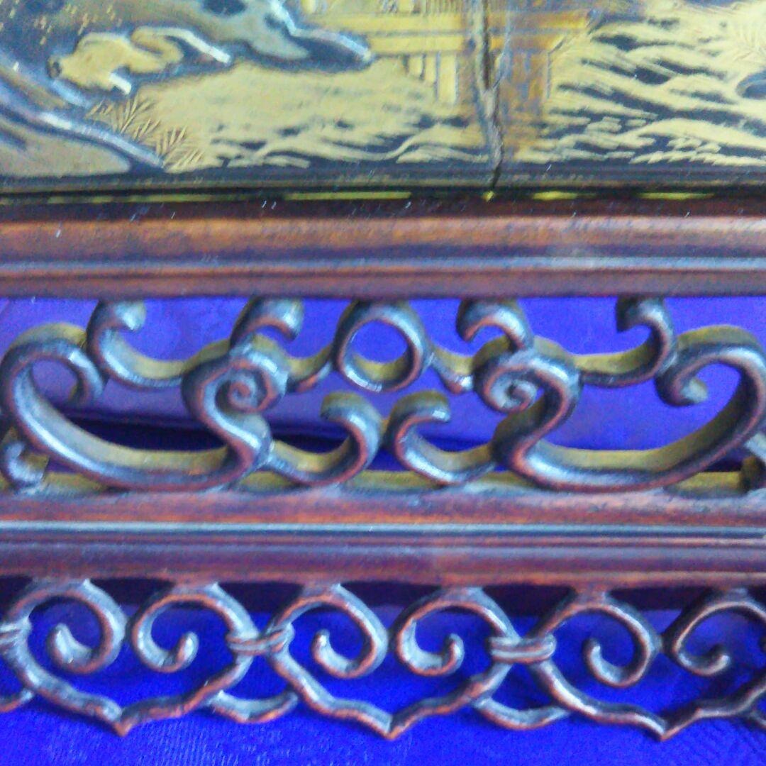 江戸時代蒔絵硯屏紫檀