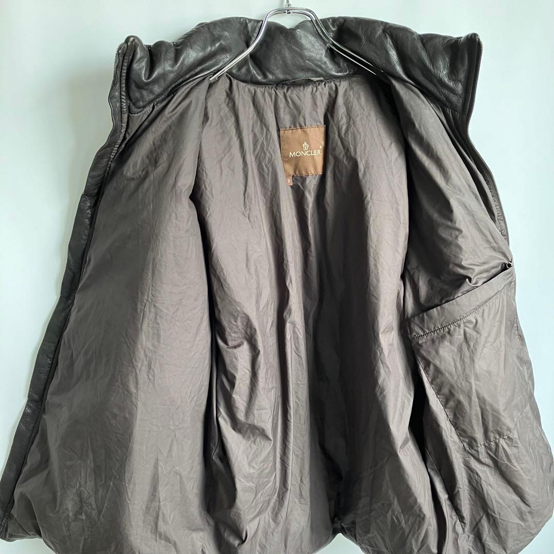 00s モンクレール 茶タグ レザー ダウンジャケット Moncler