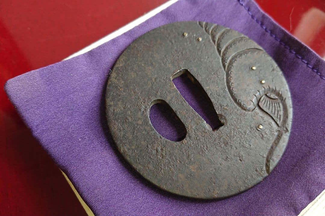 稀少 江戸後期 日本刀 刀鍔 象嵌