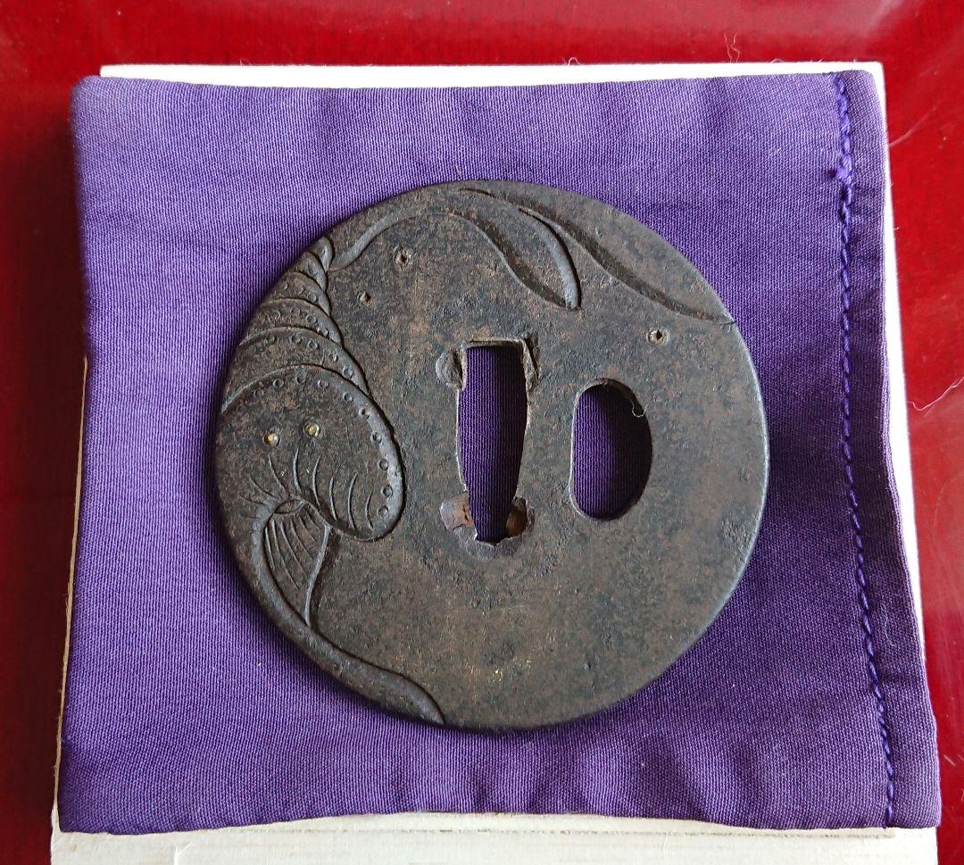 稀少 江戸後期 日本刀 刀鍔 象嵌