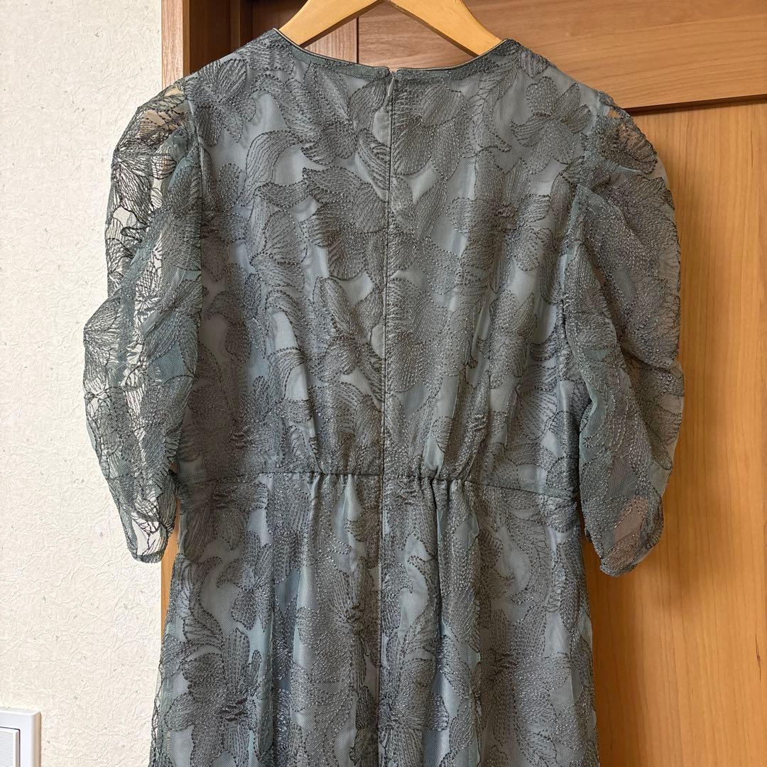 チュールエンブロイダリーレースパイピングパーティードレス　結婚式