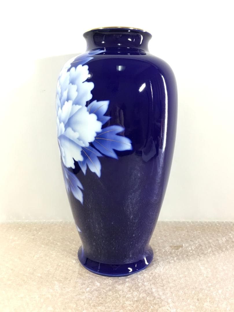 深川製磁 新品未使用超美品！ 瑠璃 牡丹 金彩 花瓶 大花瓶 花生 高さ38cm