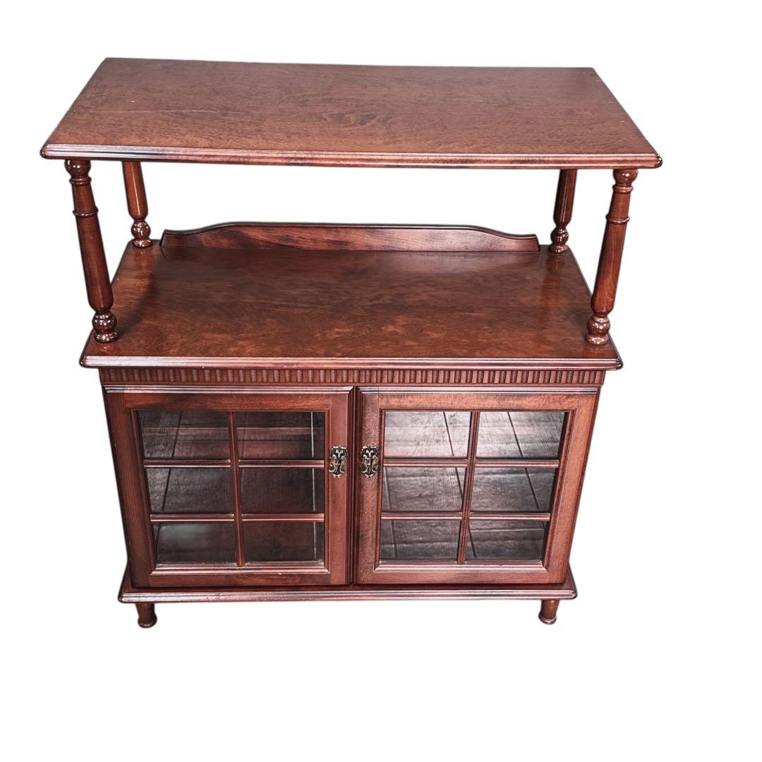 四国工芸◎木製 キャビネット◎ガラスコレクションケース 飾棚