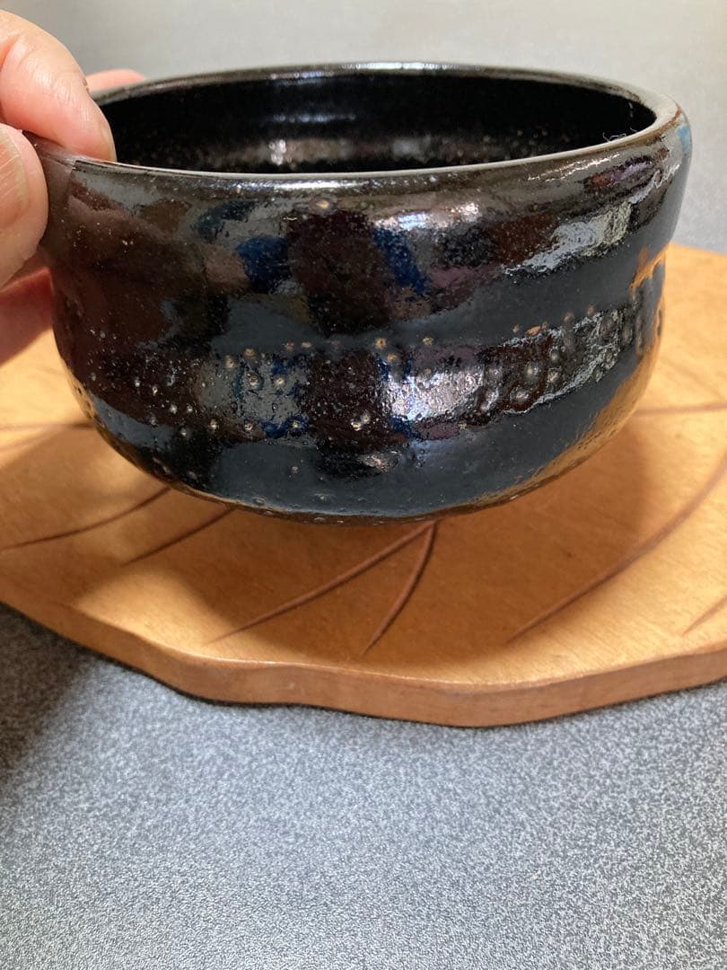 黒楽　お抹茶碗　楽陶印あり