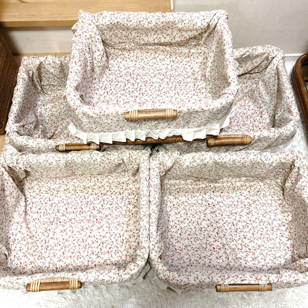 ラタンチェスト 5段 籐家具 ビンテージ キャビネット収納 ラタン キャスター付