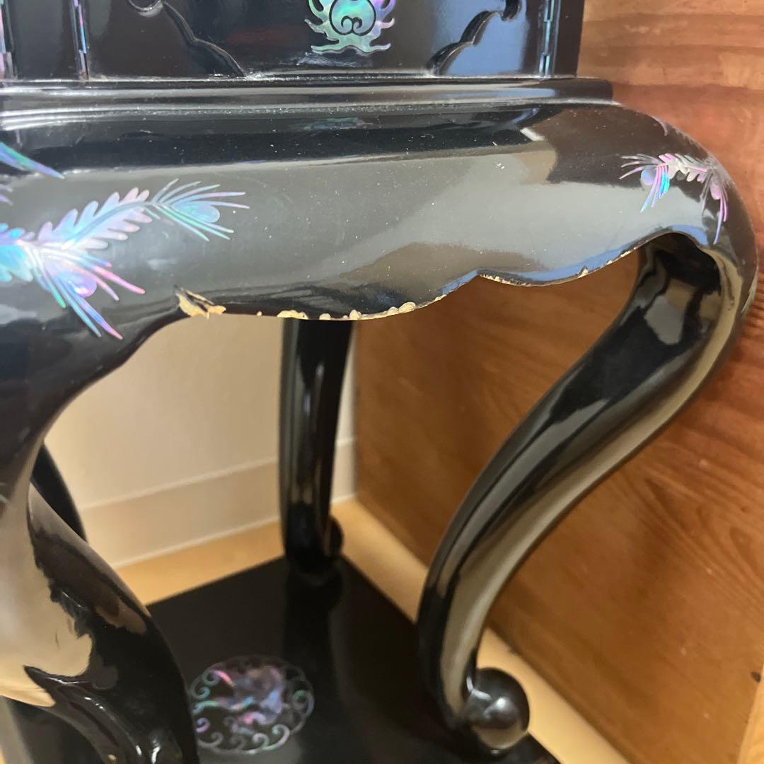 黒漆螺鈿 壺＋花台（専用木箱付き） 工芸美術品 アンティーク