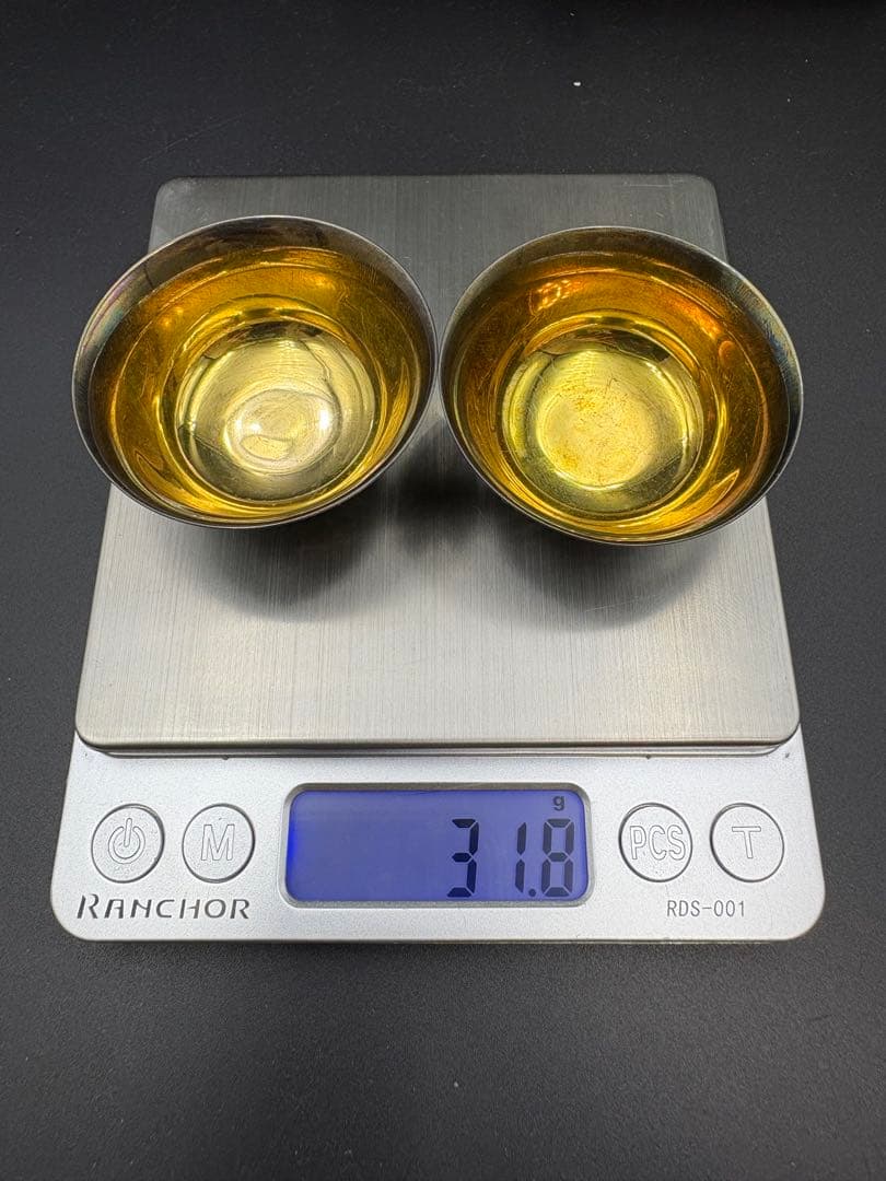 三越 純銀 銀杯 鎚目 酒盃 猪口