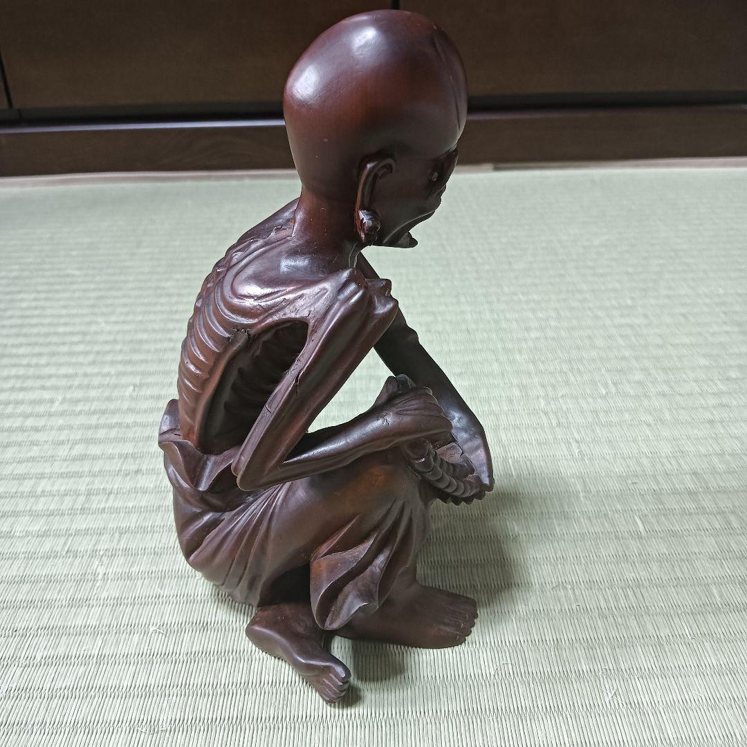 木製　中国　黄楊彫刻 釈迦苦行仏　彫刻　古美術　骨董　唐木黄楊木　寺院　仏教