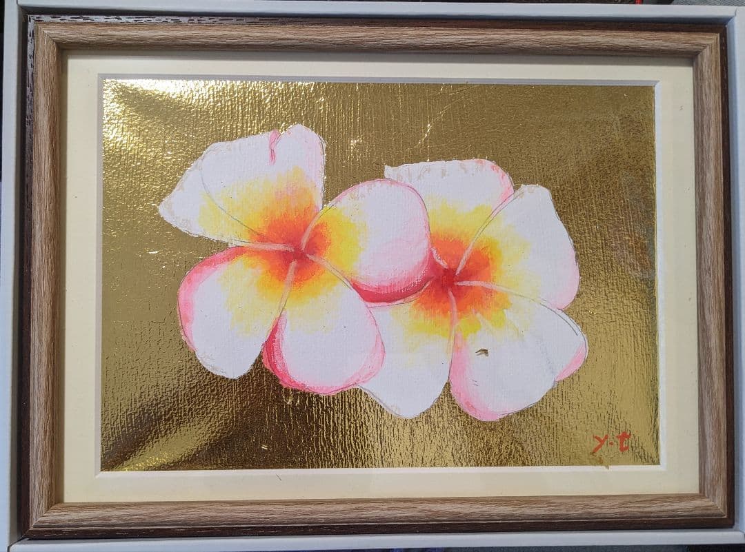超美品！値下げ交渉あり。プルメリア　アクリル画　水彩画　　絵画