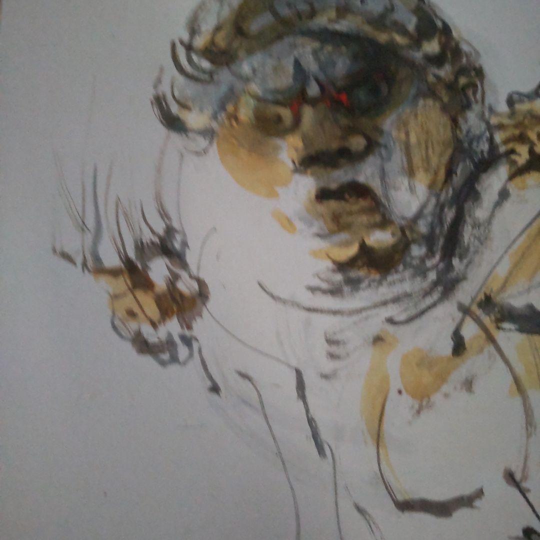 日本画家 出岡実 作 仏画 十二神将 アンニ羅像 絵画色紙 美品 です。