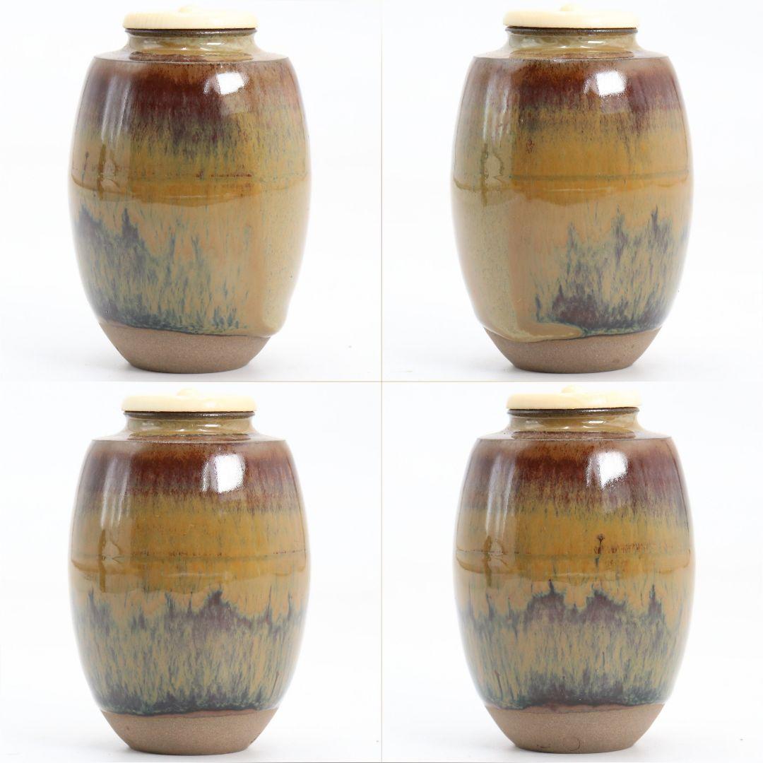 十三代八仙妻 高取喜恵作 高取焼 肩衝茶入 鎌倉金襴仕覆 茶道具　V852