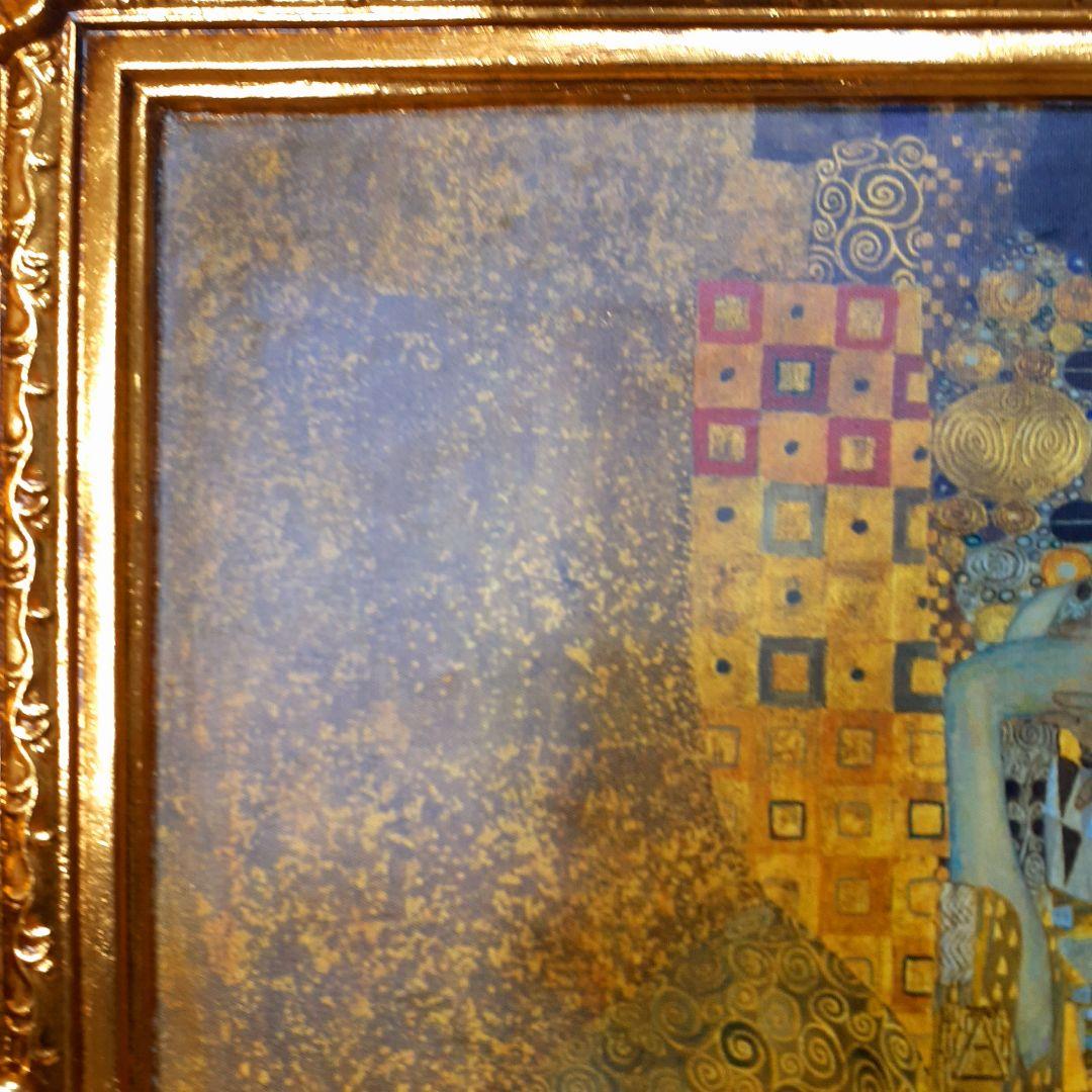 グスタフクリムト作画　絵画　バウアーの肖像　良質キャンバス　豪華　金箔額絵